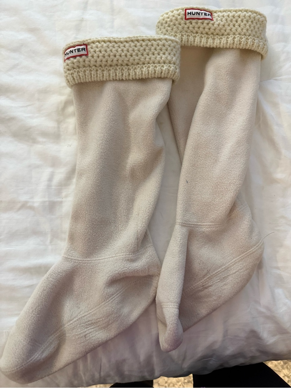 Hunter Cream Knit Boot Cuff with Branded Patch size medium